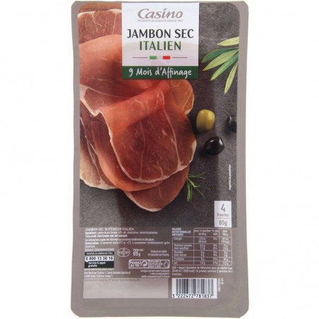 CASINO Jambon sec Italien 4 tranches 65g